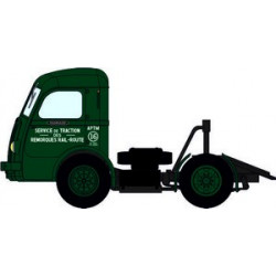 Tracteur Panhard Movic "APTM" vert + remorque UFR fourgon alu - H0