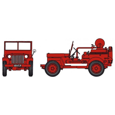 Jeep pompiers CCFL + motopompe Guinard 6m3 - bande blanche - H0