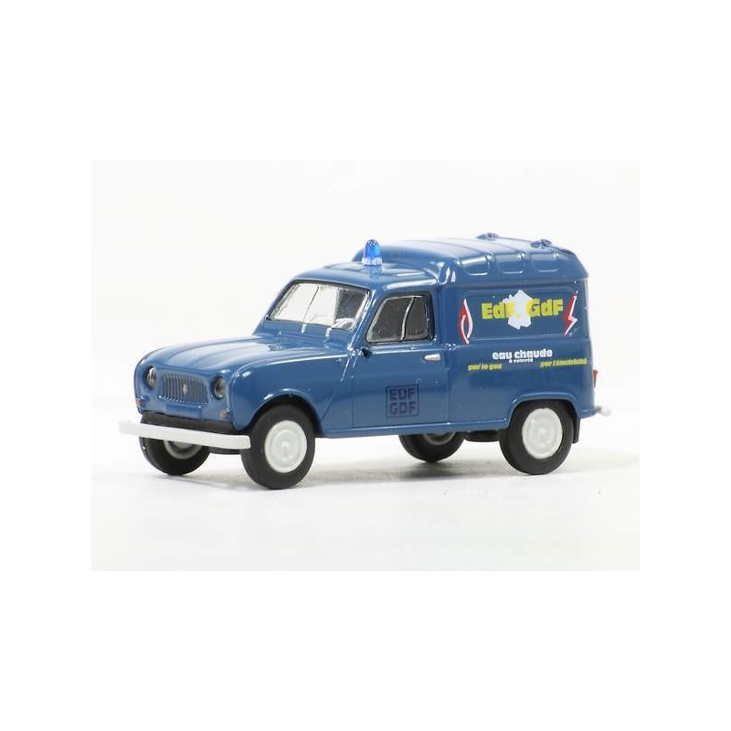Renault R4 fourgonnette enseigne EDF/GDF "eau chaude" 1961 bleue - H0