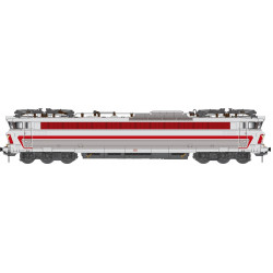 CC 40103 SNCF - gris métal/inox - bandes rouges - vitres d’angle - jupes - Dép. La Chap. - H0